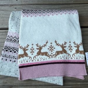 Talbot's Pink Reindeer Winter Scarf NWT